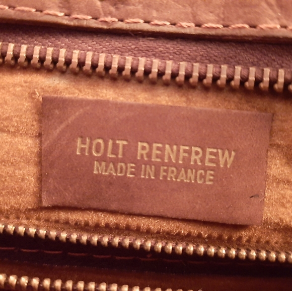 HOLT RENFREW Made In FRANCE Brown Suede Handbag - Picture 6 of 6